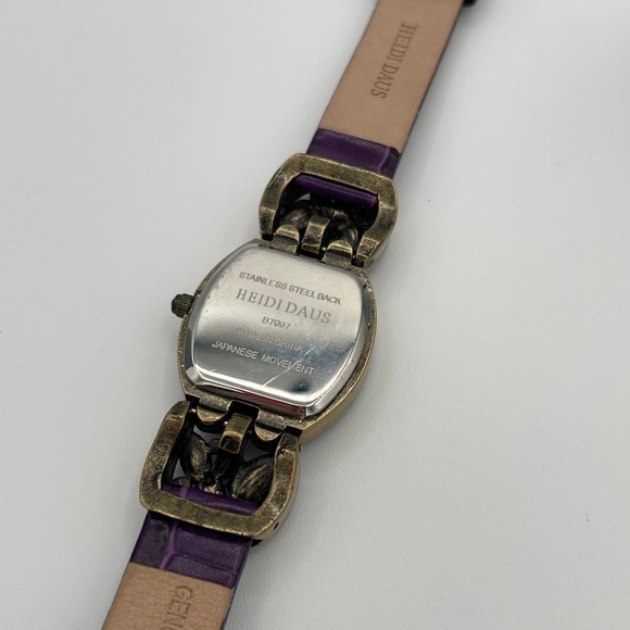Heidi Daus Leather Swarovski Crystal Women Watch Purple Croc B7997 Retired main image 6